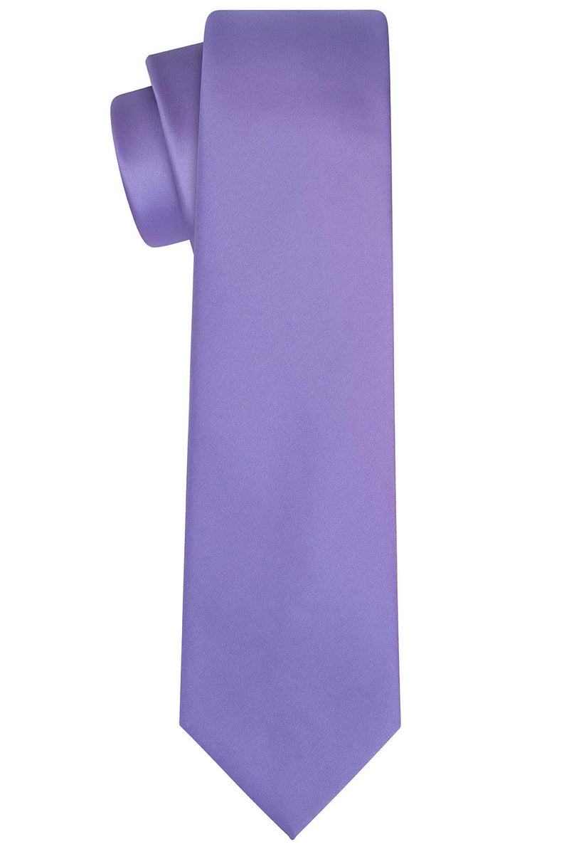 KissTies Lavender Tie Solid Necktie Satin Wedding Ties + Gift Box - Image 2
